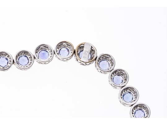 14K White Gold Line Necklace With Iolite And Diamonds