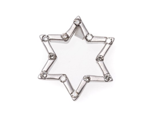 Petite 14K White Gold And Diamond Star Pendant