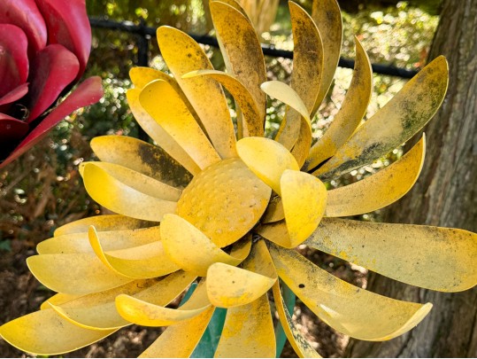 Collection Of Five Vintage Painted Tole Garden Flowers