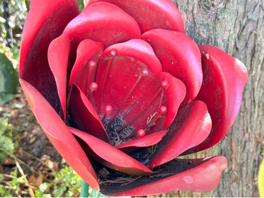 Collection Of Five Vintage Painted Tole Garden Flowers