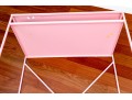 Chic Pink Finished Heavy Steel Desk With Leisuremod Lucite Desk Chair