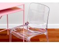 Chic Pink Finished Heavy Steel Desk With Leisuremod Lucite Desk Chair