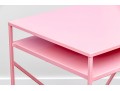 Chic Pink Finished Heavy Steel Desk With Leisuremod Lucite Desk Chair