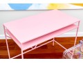 Chic Pink Finished Heavy Steel Desk With Leisuremod Lucite Desk Chair