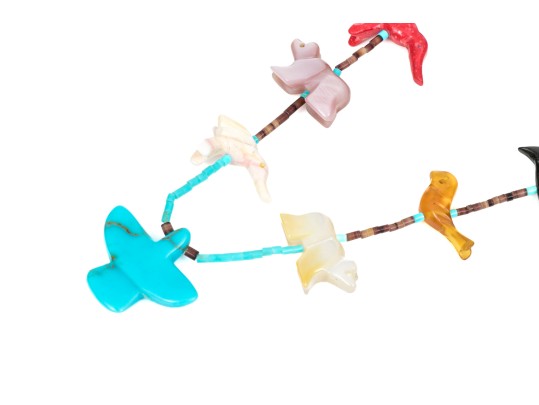 Fabulous Silver And Carved Stone Fetish Necklace