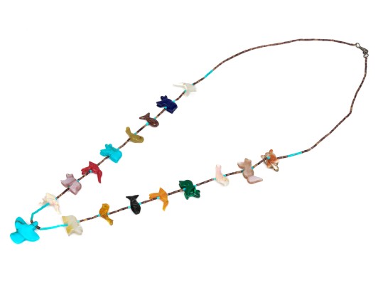 Fabulous Silver And Carved Stone Fetish Necklace