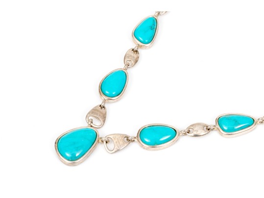 Lot Of Two Turquoise Blue Color Southwestern Style Sterling Silver Jewelry Pieces