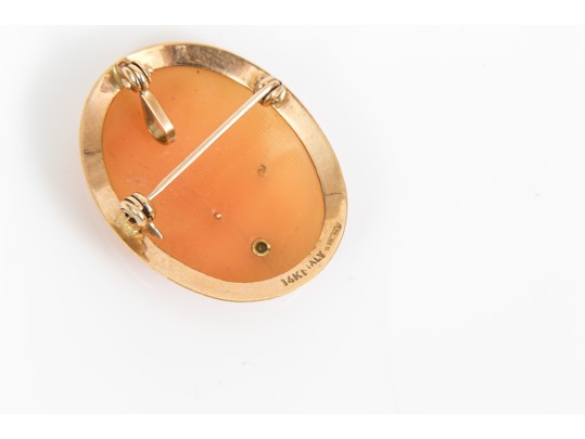 14k Yellow Gold Pretty Small Simply Framed Cameo Brooch/pendant