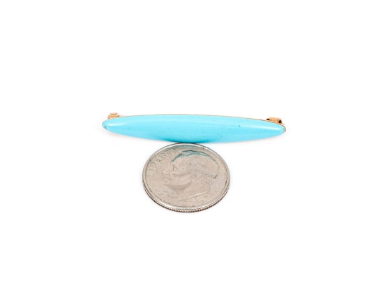 14k Yellow Gold Pretty Vintage Turquoise Blue Enamel Scatter Pin