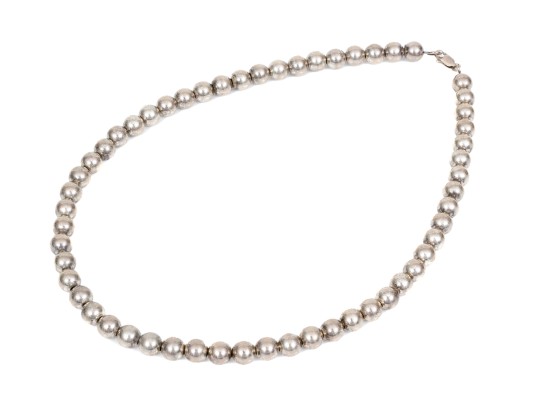 Sterling Silver Bold 7.75 Mm Beaded Necklace