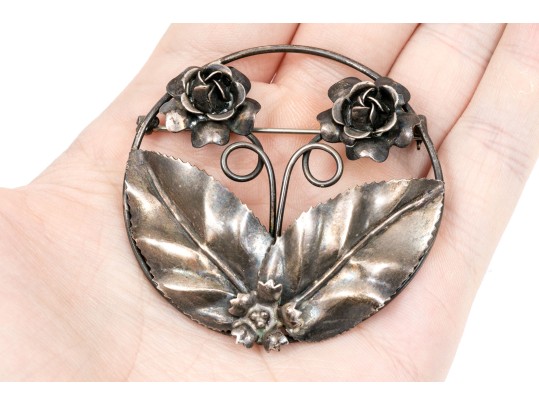 Assorted Sterling Silver Lot Of Pretty Rose Motif Jewelry Pieces