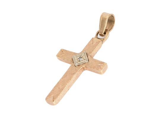 14k Yellow Gold Classic Florentined Finished Cross