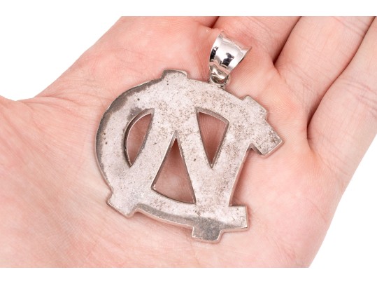 Sterling Silver Fun Large North Carolina Logo Pendant (UPDATED)