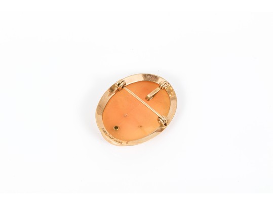 14k Yellow Gold Pretty Small Simply Framed Cameo Brooch/pendant