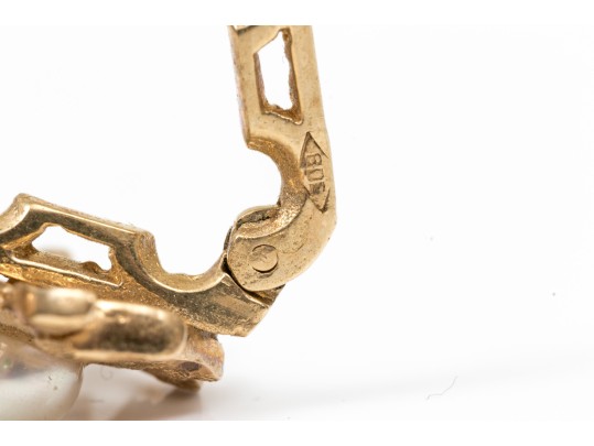 14k Yellow Gold Vintage Cultured Pearl, Ruby, Sapphire, Emerald Bead Enhancer