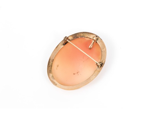 14k Yellow Gold Attractive Simply Framed Cameo Brooch/pendant