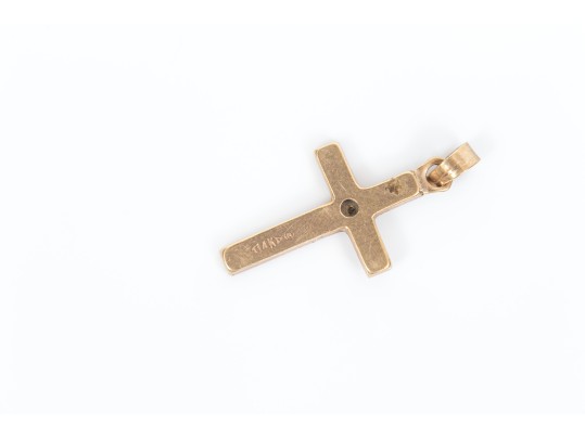 14k Yellow Gold Classic Florentined Finished Cross