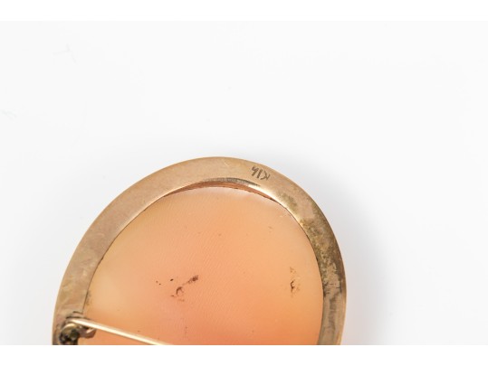 14k Yellow Gold Attractive Simply Framed Cameo Brooch/pendant