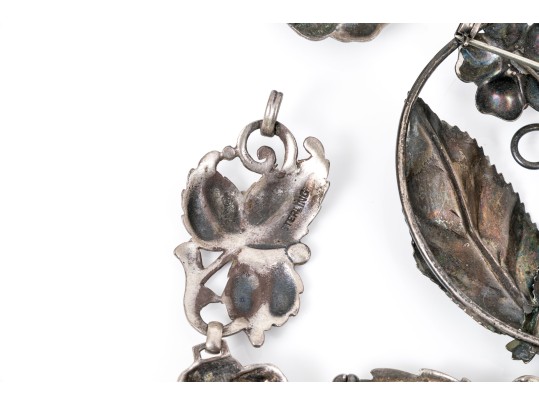 Assorted Sterling Silver Lot Of Pretty Rose Motif Jewelry Pieces