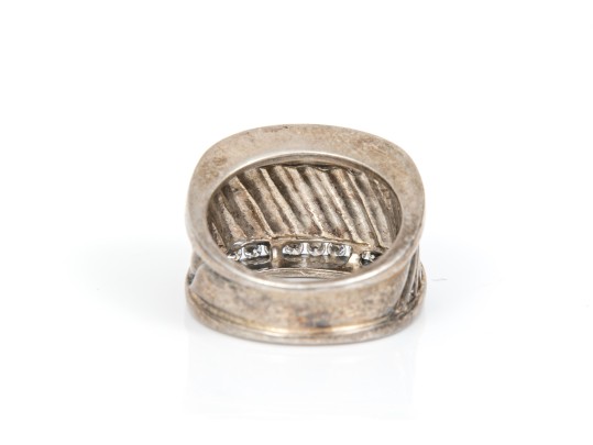 Sterling Silver Pair Of Chunky Contemporary Rings, Size 6