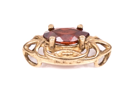 14k Yellow Gold Pretty Delicate Garnet Set Filigree Slide, App. 0.22 CTS, Either Profile