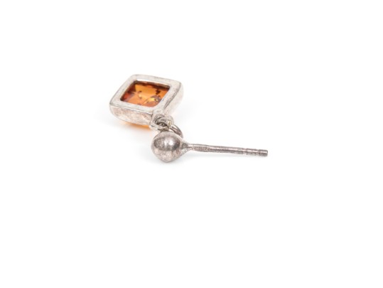 Assorted Lot Of Sterling Silver Amber Jewelry Pieces, Rounded Cushion Motifs