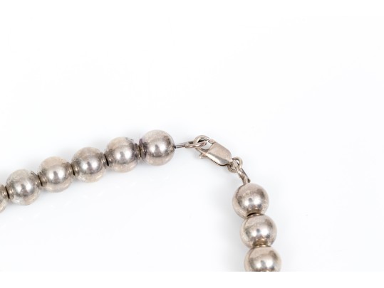 Sterling Silver Bold 7.75 Mm Beaded Necklace