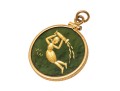 14k Yellow Gold Vintag Green Nephrite Jade Virgo Pendant