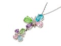 Sterling Silver Fabulous Multi-color Butterfly Motif CZ Pendant, With Chain