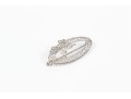 10k White Gold Lovely Vintage Oval Filigree Brooch, With Bow Motif