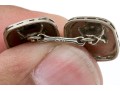 14k White Gold Elegant Vintage Patterned Rounded Square Cufflinks, Loose Links Style