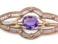 14k Yellow Gold Vintage Synthetic Purple Sapphire Filigree Scatter Pin