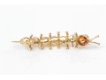 14k Yellow Gold Whimsical Cultured Pearl Caterpillar Brooch, Ruby Eyes