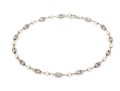 18k White Gold Handsome Alternating Filigree Bead And Seed Pearl Link Bracelet