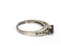 Sterling Silver Filigree Motif Sapphire Ring, Size 11