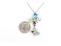 Sterling Silver Fabulous Multi-color Butterfly Motif CZ Pendant, With Chain