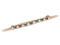 14k Yellow Gold Pretty Vintage Sapphire And Seed Pearl Bar Pin
