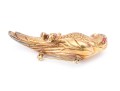 14k Yellow Gold Handsome Textured Figural Electroform Parrot Brooch