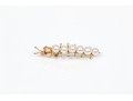 14k Yellow Gold Whimsical Cultured Pearl Caterpillar Brooch, Ruby Eyes