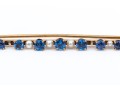14k Yellow Gold Pretty Vintage Sapphire And Seed Pearl Bar Pin, App. 1.10 TCW