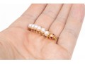 14k Yellow Gold Whimsical Cultured Pearl Caterpillar Brooch, Ruby Eyes