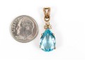 14k Yellow Gold Lovely Pear Shaped Blue Topaz App. 5.75 CTS, Topped With Diamonds