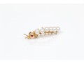 14k Yellow Gold Whimsical Cultured Pearl Caterpillar Brooch, Ruby Eyes