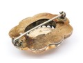 14k Yellow Gold And Silver Antique Pale Citrine Brooch, App. 19.56 CTS, Chased Border