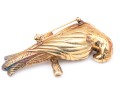 14k Yellow Gold Handsome Textured Figural Electroform Parrot Brooch