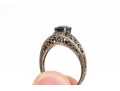 Sterling Silver Filigree Motif Sapphire Ring, Size 11