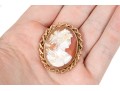 10k Yellow Gold Handsome Vintage Flat Twisted Framed Cameo Pin/pendant