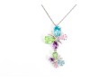 Sterling Silver Fabulous Multi-color Butterfly Motif CZ Pendant, With Chain