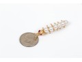 14k Yellow Gold Whimsical Cultured Pearl Caterpillar Brooch, Ruby Eyes