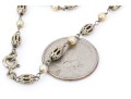 18k White Gold Handsome Alternating Filigree Bead And Seed Pearl Link Bracelet